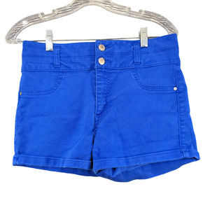 Love Fire Juniors Shorts Blue Size 9 Cotton Blend Double Button
